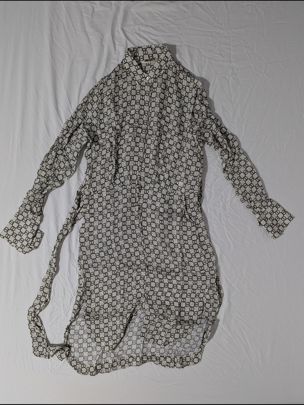 Guglielminotti Women's Long Sleeve Chain Print Shirt Dress Size 38